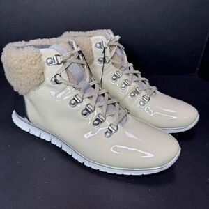 Cole Haan Zerogrand Winter Snow Boots Women's 11 Ivory Leather Shearling- New